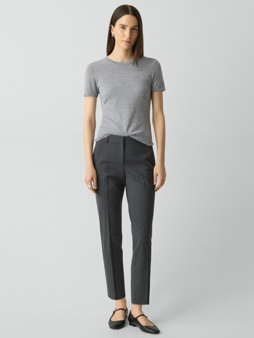 THEORY Treeca Wool Trousers (Grey)